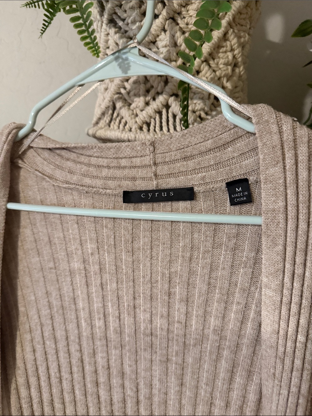 Cyrus Tan Ribbed Open-Front Long Cardigan - Picture 3 of 3